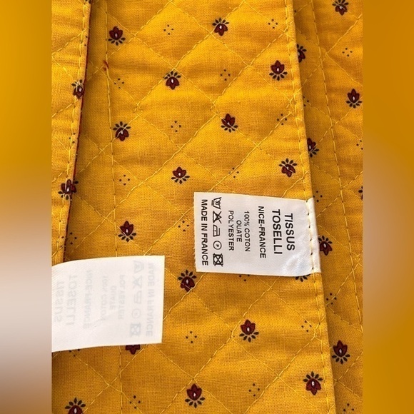 100% cotton yellow double sided Italian kitchen cottage inspired made in france - Picture 3 of 3